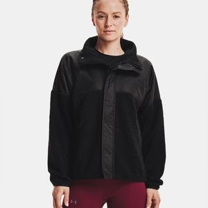 Women's Under Armour Mission Full-Zip Mission Boucle Swacket in Black size Large